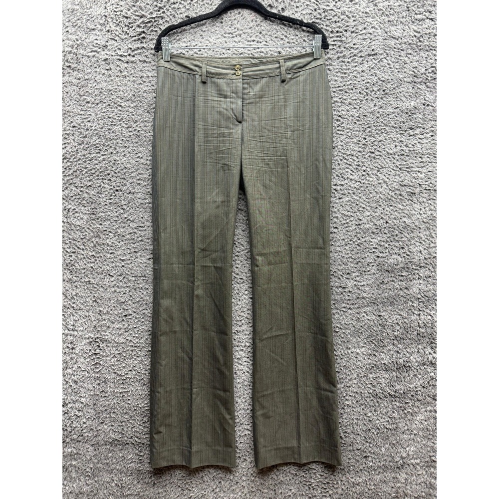 John Varvatos Striped Wool Flared Dress Pants Trousers Taupe Womens Size 40